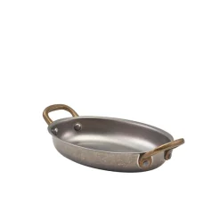 Ovale Schale mit Henkeln, Edelstahl vintage - 16,5 x 12,5 cm (6 Stk.)