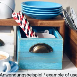 Präsentationsschublade, Akazienholz, 21,5x15x11cm - blau