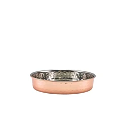 Präsentationsteller, Edelstahl gehämmert, kupferfarben - 15x3cm