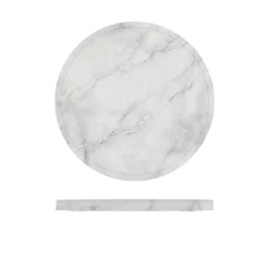 Runde Platte, Melamin, Marmoroptik weiß - 28,5cm