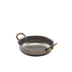 Runde Schale mit Henkeln, Edelstahl vintage - 13,5 x 3,75 cm (6 Stk.)