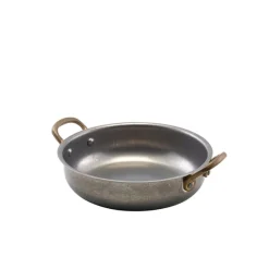 Runde Schale mit Henkeln, Edelstahl vintage - 15,5 x 4 cm (6 Stk.)