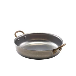 Runde Schale mit Henkeln, Edelstahl vintage - 18,5 x 4,5 cm (6 Stk.)