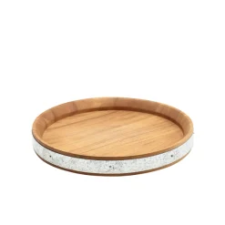 Servierbrett mit Zinkband, Akazienholz - 24cm