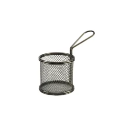 Servierkorb, Edelstahl, rund, schwarz - 9,3x9cm (6 Stk.)