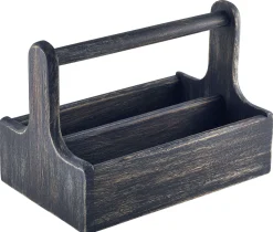 Table Caddy / Bar Organizer, Holz, schwarz - 25x15,7x18