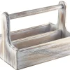 Table Caddy / Bar Organizer, Holz, weiß - 25x15,7x18cm