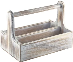 Table Caddy / Bar Organizer, Holz, weiß - 25x15,7x18cm