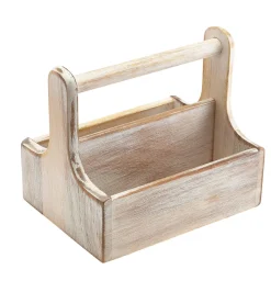 Table Caddy / Bar Organizer, Holz, weiß - 20x15,4x18cm