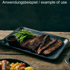 Tablett, Edelstahl vintage schwarz - 31,5x21,5cm