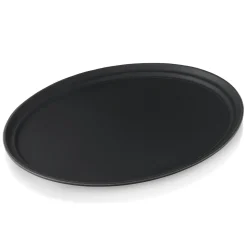 Tablett oval, rutschfest, Polypropylen schwarz - 63x52x3cm