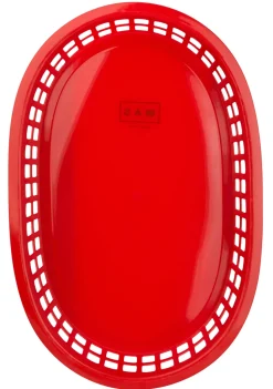 Tischkorb rot, PE, oval - 27x17,5x3,5cm