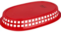 Tischkorb rot, PE, oval - 27x17,5x3,5cm