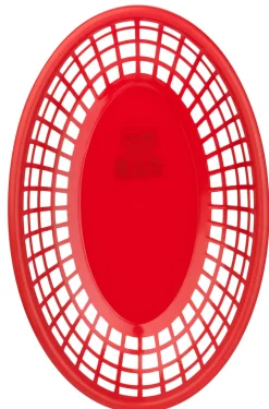Tischkorb rot, PE, oval - 23,5x15x4,5cm