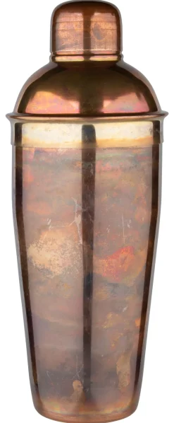 3-tlg. Cocktail Shaker, Edelstahl, Vintage-Kupferoptik - 700ml