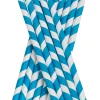 Trinkhalme, Papier (8x255mm) - blau-weiß gestreift