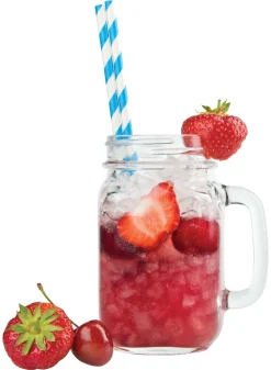 Trinkhalme, Papier (6x195mm) - blau-weiß gestreift (100 Stk.)