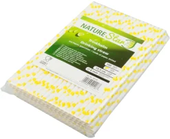 Trinkhalme, Papier (6x195mm) - Punkte (gelb-weiß) - 100 Stk.