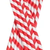 Trinkhalme, Papier (8x255mm) - rot-weiß gestreift