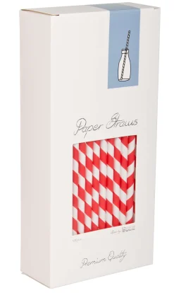 Trinkhalme, Papier (8x255mm) - rot-weiß gestreift