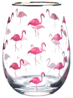 Weinglas ohne Stiel, Flamingos - 590ml (1 Stk.)